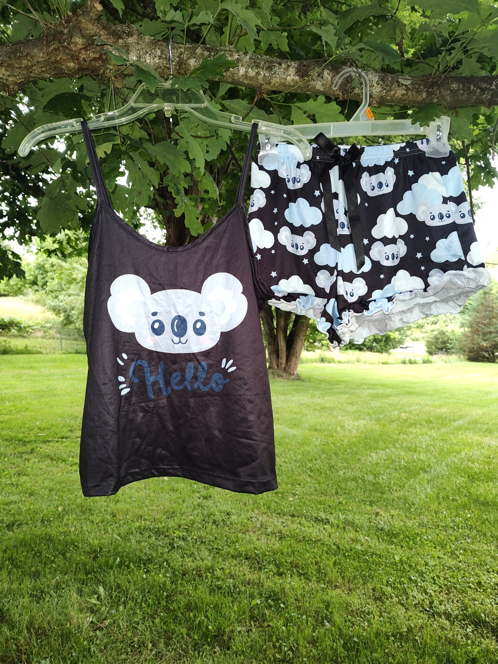 Cozy Koala Black & Light Blue Women's Pajama Set